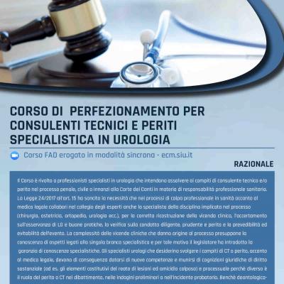 Corso di perfezionamento per consulenti tecnici e periti specialistica in urologia