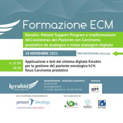Formazione ECM - Kerubin: Patient Support Program e trasformazione dell'assistenza del Paziente con Carcinoma prostatico da analogica a mista analogico-digitale