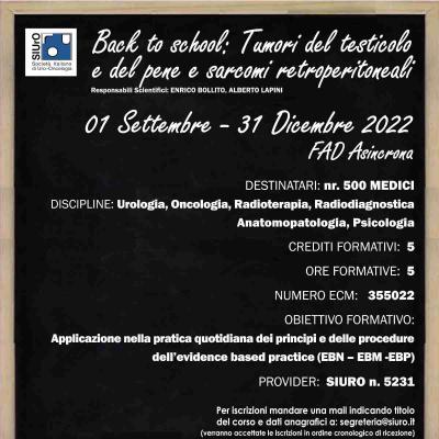 Back to school: tumori del testicolo e del pene e sarcomi retroperitoneali