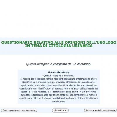 Questionario relativo alle opinioni dell'urologo in tema di citologia urinaria